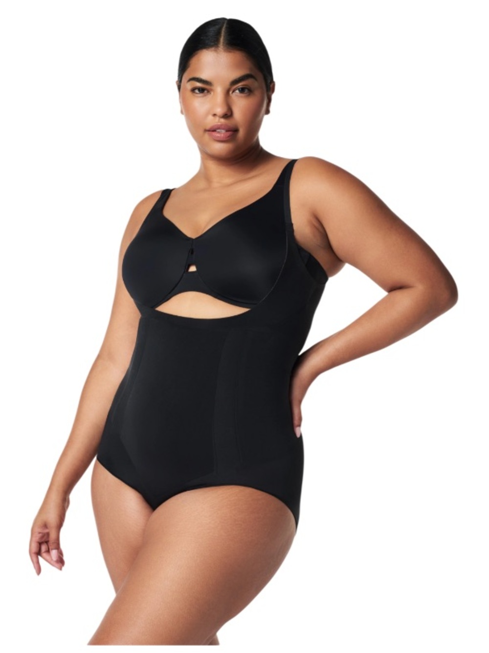 NWT Spanx Black Open Bust Brief Bodysuit
